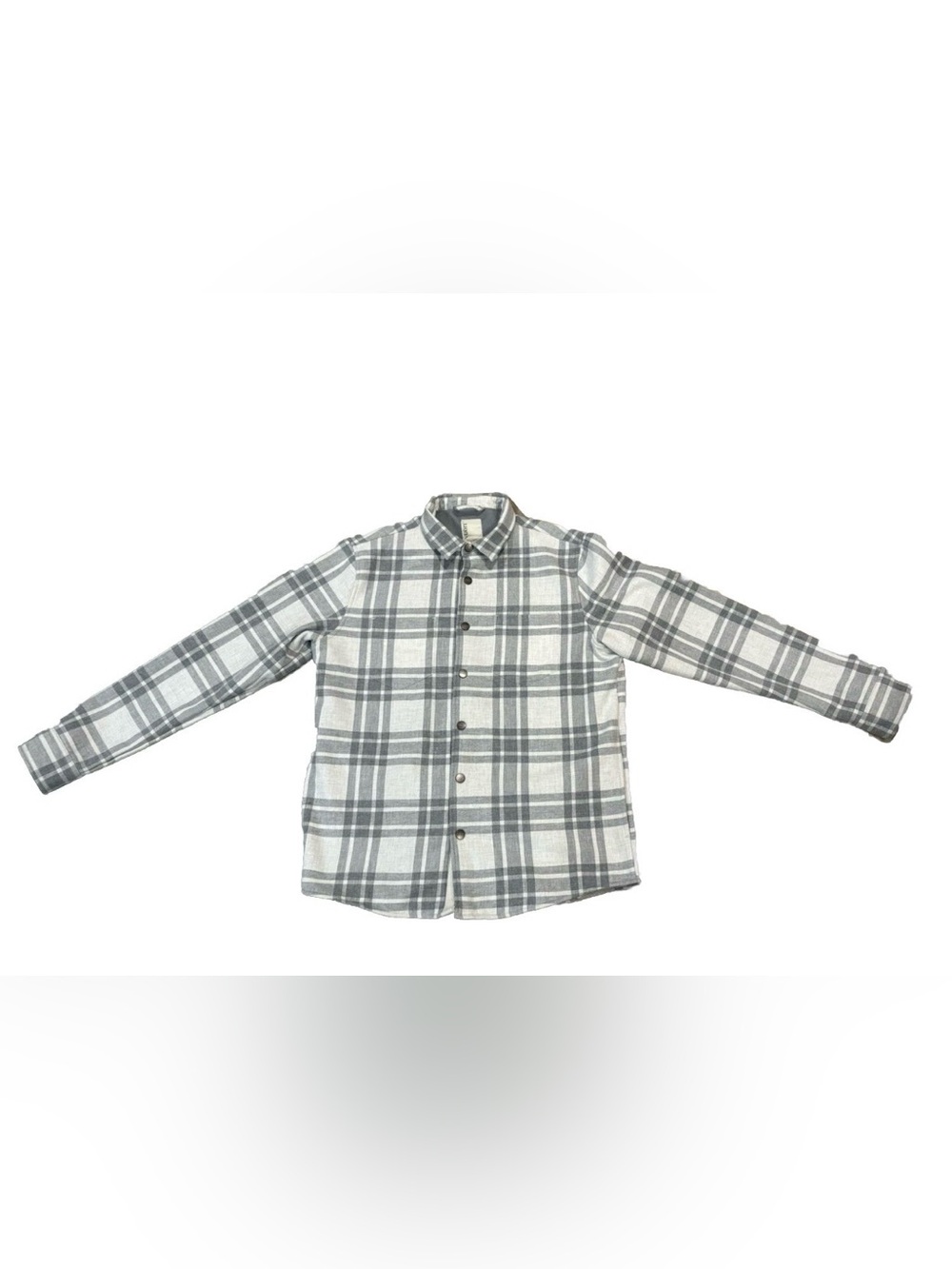 Vuori Men’s Range Shirt Jacket Button Down  Fleece Lined Gray Plaid Sz Medium
